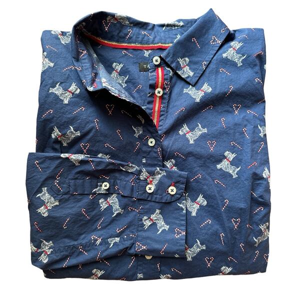 Talbots CLASSIC COTTON SHIRT - SWEET DOG, Scottie dogs & candy canes size medium - Picture 2 of 13